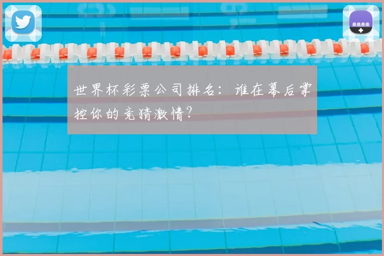 世界杯彩票公司排名：谁在幕后掌控你的竞猜激情？